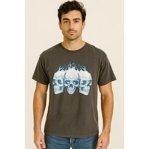 Skull grunge OS (L?) Grey short sleeve t shirt pacsun LA cracked, casual